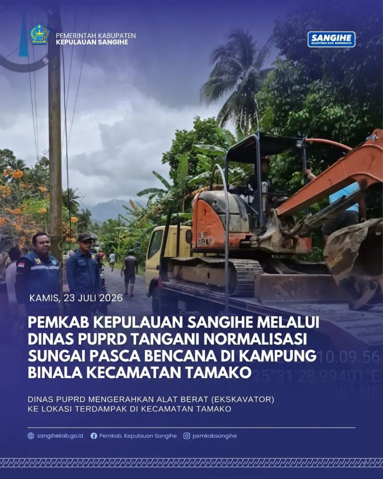 Gerak Cepat! Pemkab Sangihe Kerahkan Alat Berat Tangani Banjir dan Longsor di Tamako