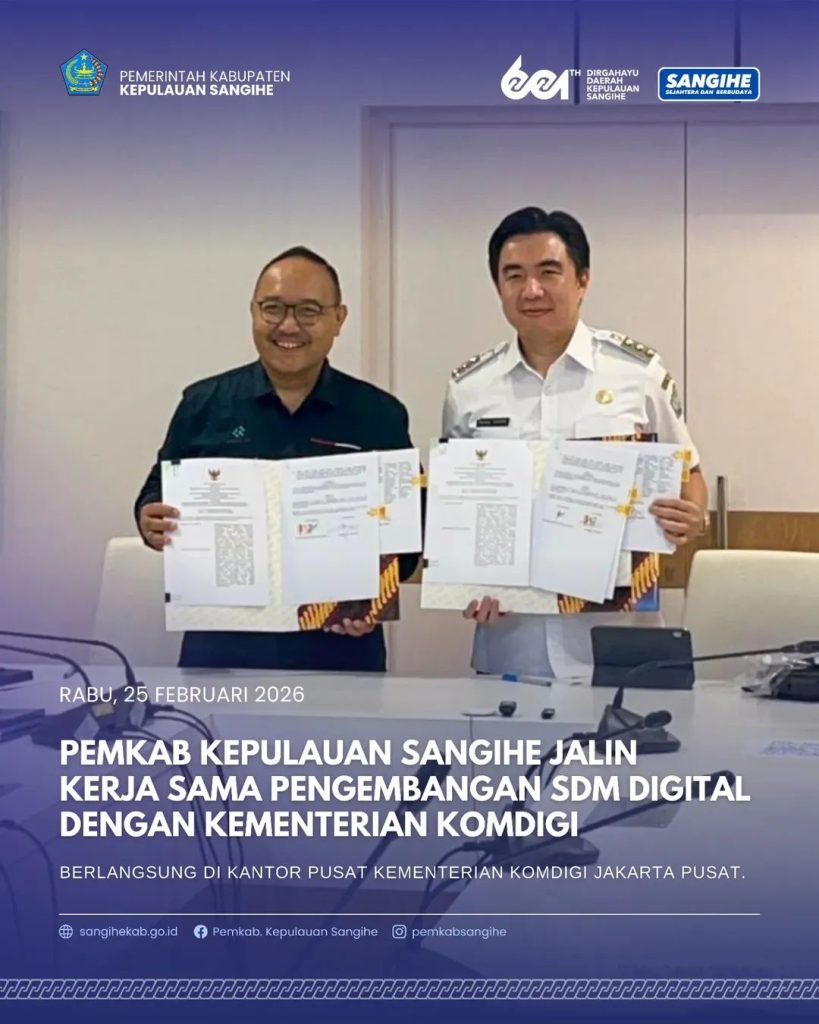 Pemkab Kepulauan Sangihe jalin kerja sama pengembangan SDM Digital dengan Kementerian KOMDIGI