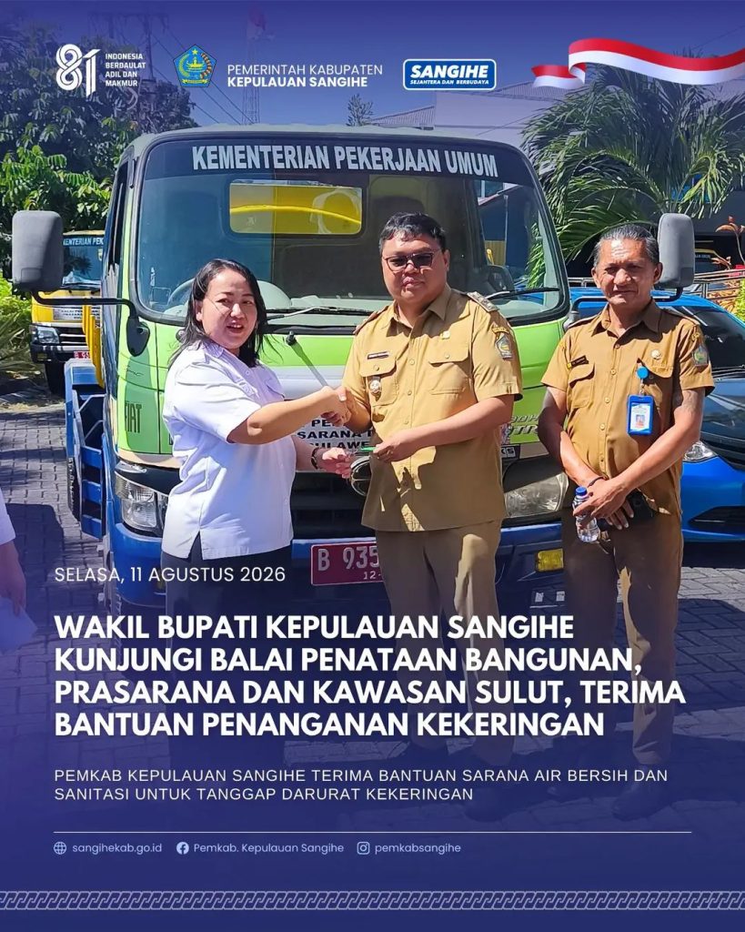 Wakil Bupati Kepulauan Sangihe kunjungi Balai Penataan Bangunan Prasarana dan Kawasan Sulut, terima bantuan penanganan kekeringan